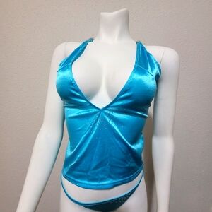 Aqua Halter Top and Thong Set